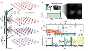 Fig. 1 — Figure 1: Post-quench dynamics in the 2D TFIM. (A) We consider quantum simulations of post-quench dynamics described by the 2D TFIM. The qubits are…