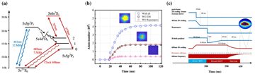 Fig. 2 — Figure 2: (Color online) (a) The energy levels for the strontium and the laser system of 461 nm. The blue MOT cooling cycle is compose of a broad co…