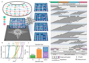 Fig. 1 — Fig. 1: Implementation of the bivariate bicycle code. a, Schematic of the Kunlun processor. (Upper left) Tanner graph of the bivariate bicycle (BB)…